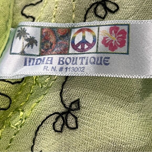 Embroidered scoop neck sleeveless tie dye knee length a-line swing dress - Picture 11 of 14